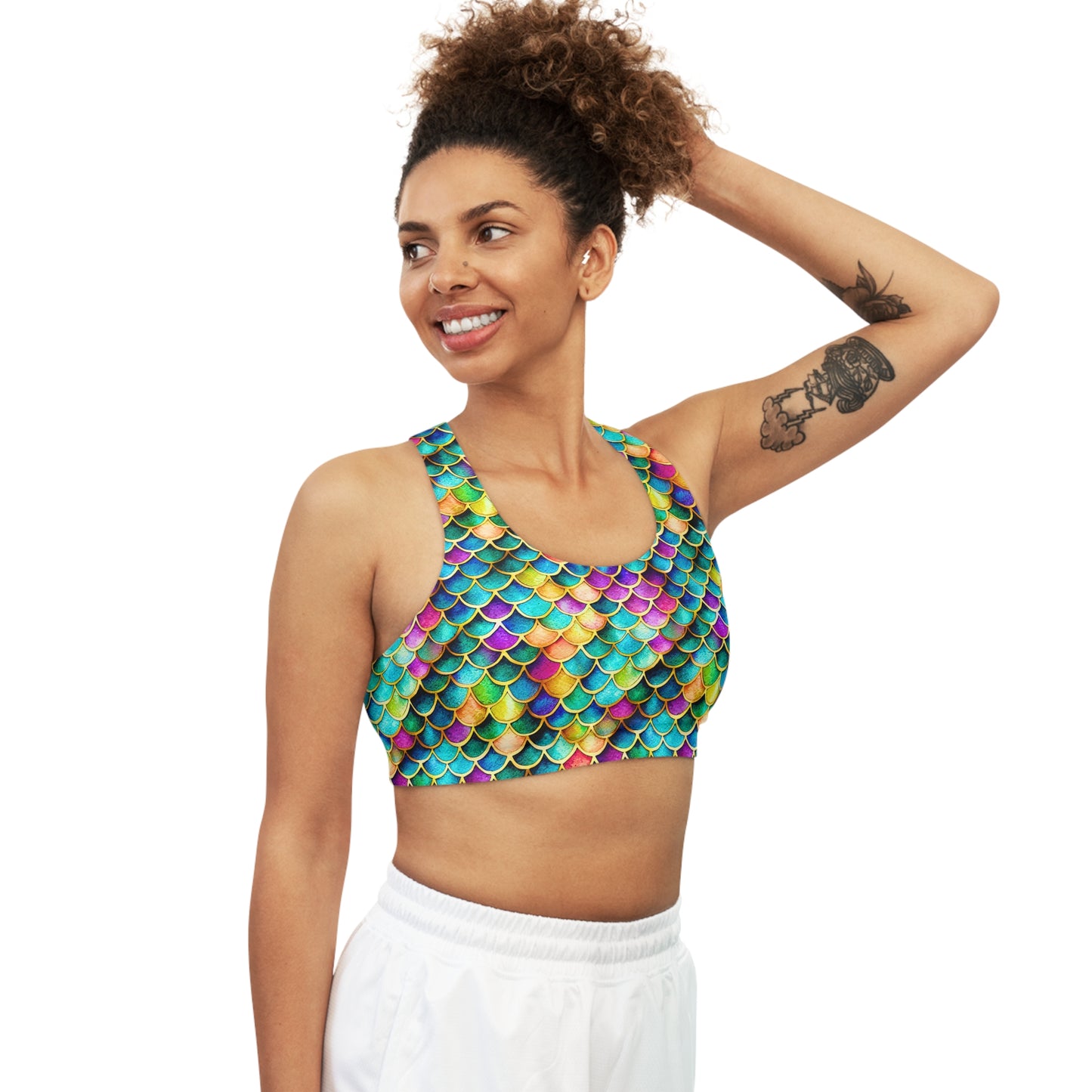 Enchanting Ariel Charm Sports Top/Bra Seamless, Stretchy, Comfy Perfect for Mermaid Lovers & Ocean Enthusiasts, Ariel Charm Toga Gym Swim