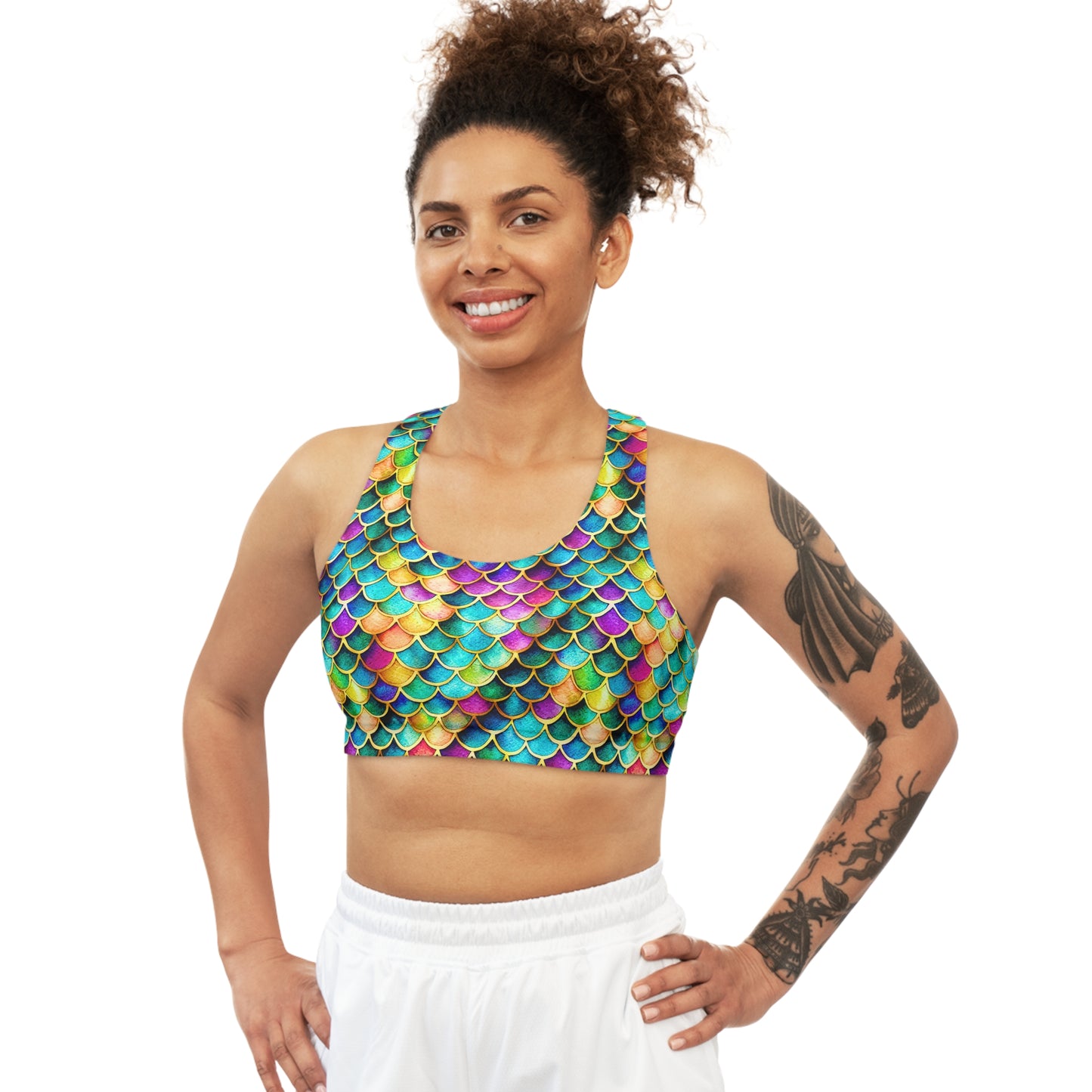 Enchanting Ariel Charm Sports Top/Bra Seamless, Stretchy, Comfy Perfect for Mermaid Lovers & Ocean Enthusiasts, Ariel Charm Toga Gym Swim