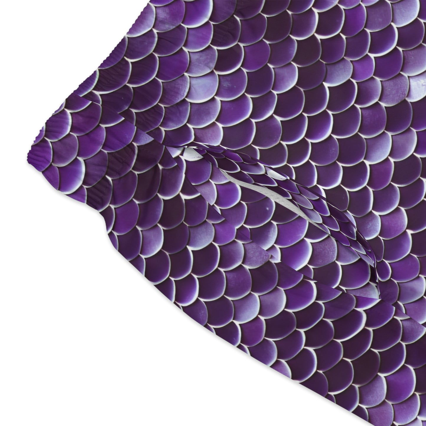 Men's Merman Swim Trunks, Purple Fish Scales, Little Mermaid-Inspired Design for Sea Lovers, Unleash King Triton, Beach/Pool Style Swimwear