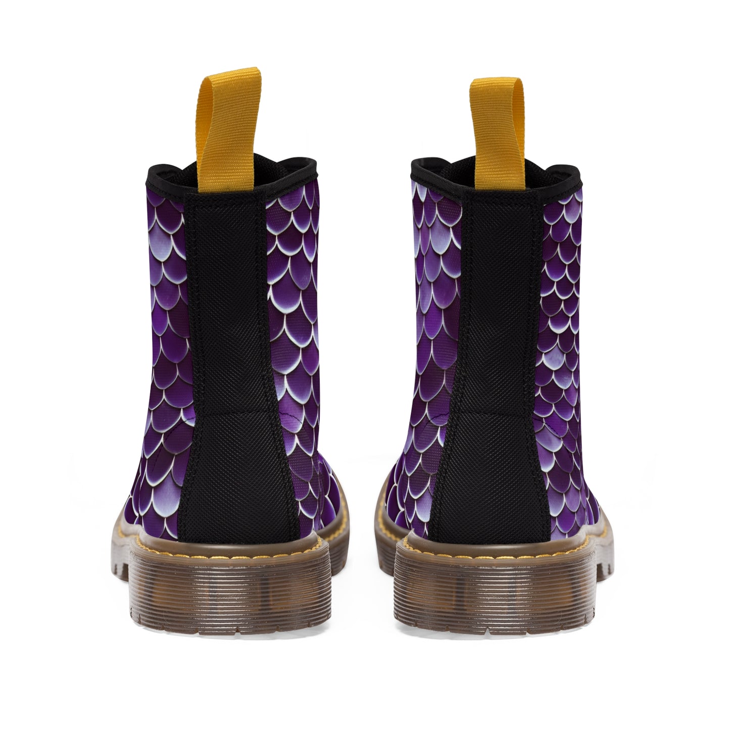 Magical Purple Mermaid Scales Women's Canvas Boots - Stylish beachwear, Mystical Design, Ocean-Inspired Footwear, Woman, Girl, Gift