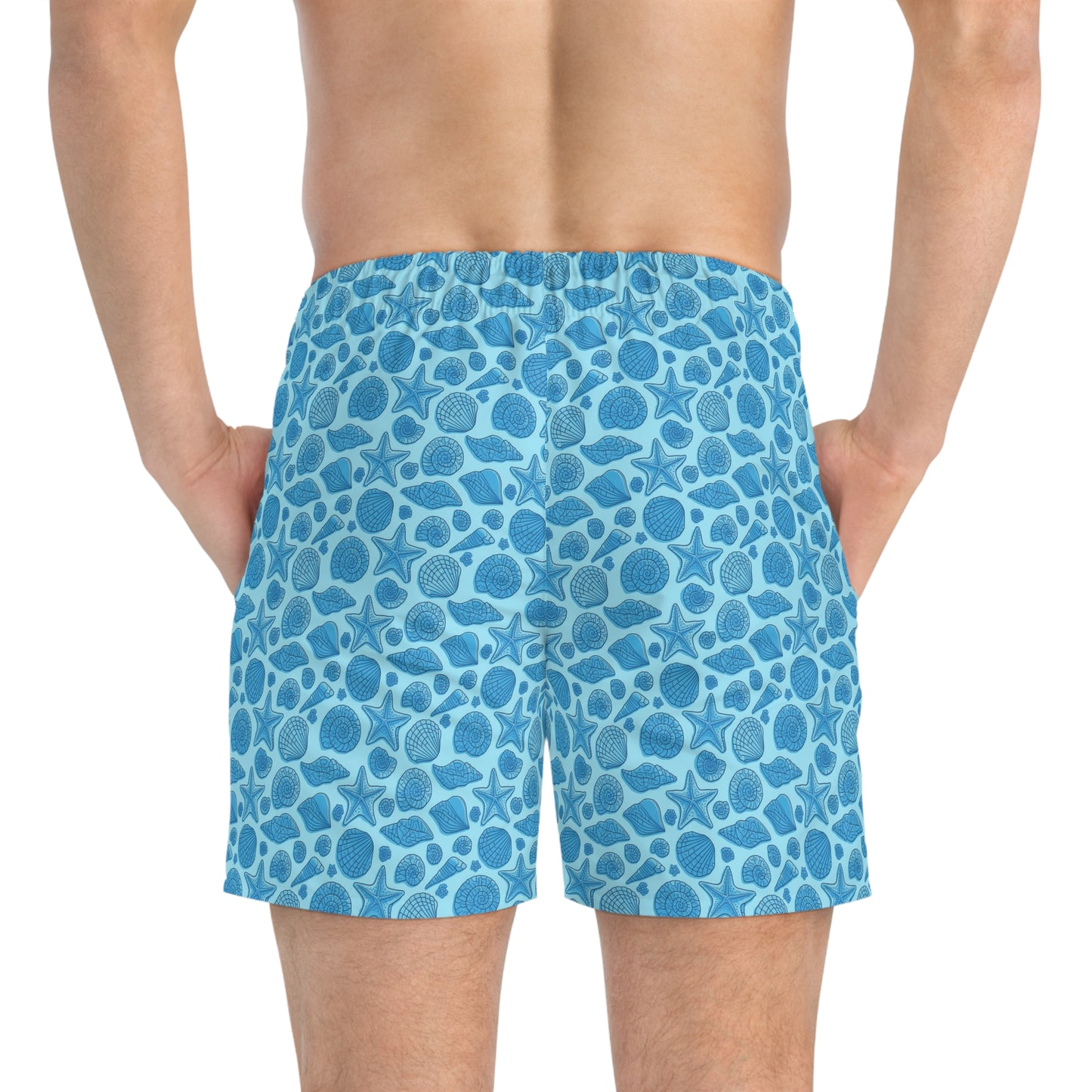 Mens Merman Swim Trunks, Starfish and Seashell Splendor, Inspired by Ariel and King Triton, Embrace the Little Mermaids Charm, Swimwear