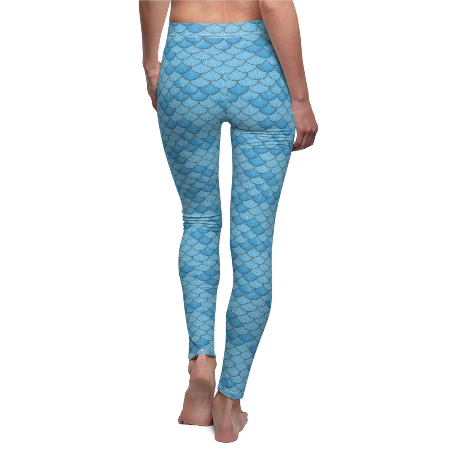 Mermaid Leggings - Vibrant Blue Seashell, Comfy Leggings for Women