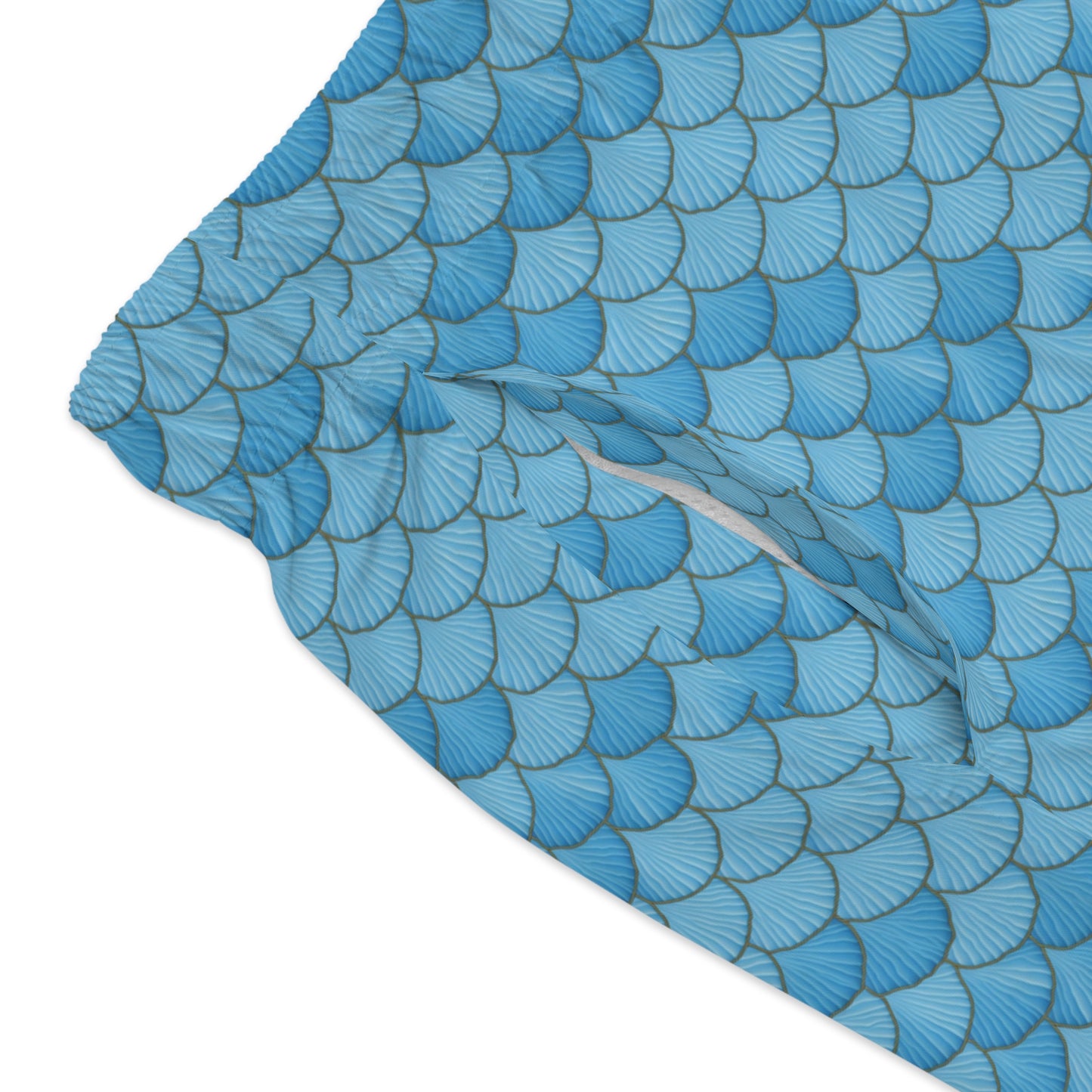 Blue Mens Merman Swim Trunks, Ariel Ocean Magic, Inspired by Little Mermaid, Stylish Seashell Fish Scale Shorts, Unleash Inner King Triton