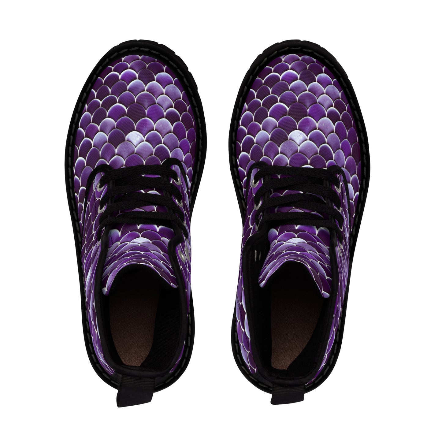 Magical Purple Mermaid Scales Women's Canvas Boots - Stylish beachwear, Mystical Design, Ocean-Inspired Footwear, Woman, Girl, Gift
