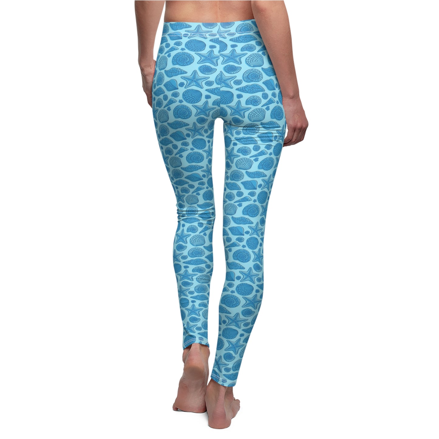 Starfish & Seashells Leggings - Ariel Inspired, Skinny Fit Yoga Pants, Perfect for Ocean Enthusiasts and Mermaid Lovers, Comfortable Trendy