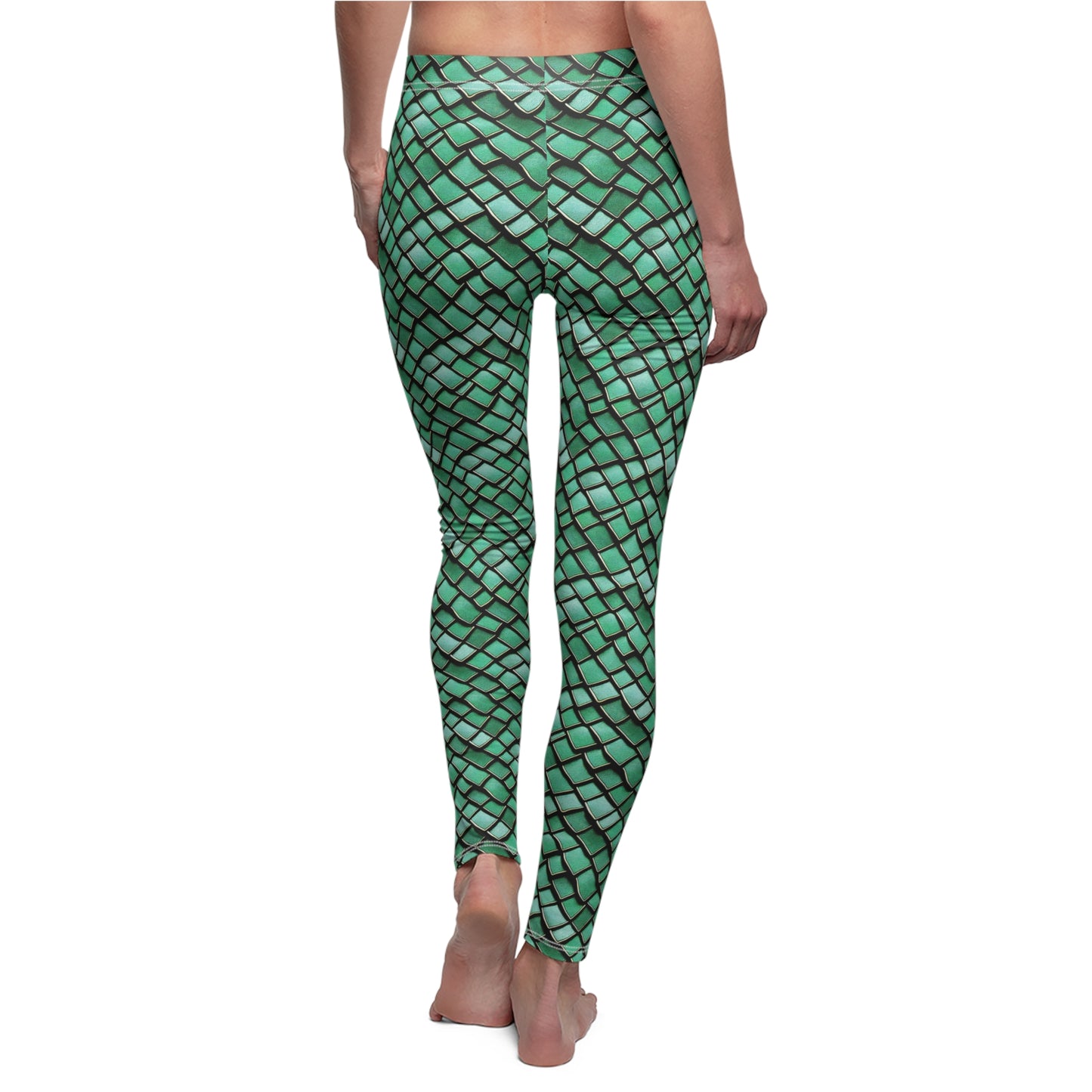 Green Dragon & Mermaid Scale Leggings Ariel Inspired, Skinny Fit Yoga Pants Comfortable Unique Gift for Ocean Lovers and Fantasy Enthusiasts