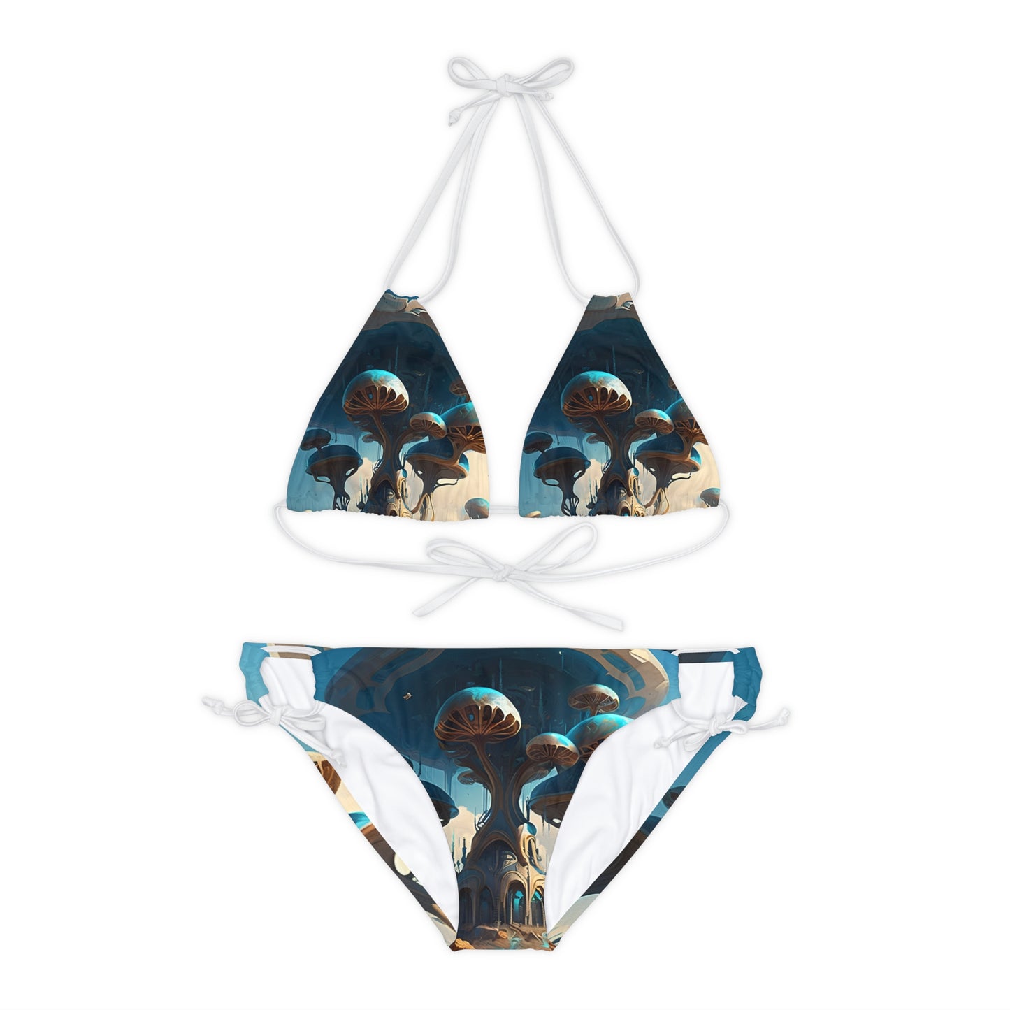 Futuristic Mushroom Magic Bikini Set Mystical Fungi Style! Strappy Beach Beachwear Swimsuit, Swimming in Fashion, Woman Girl