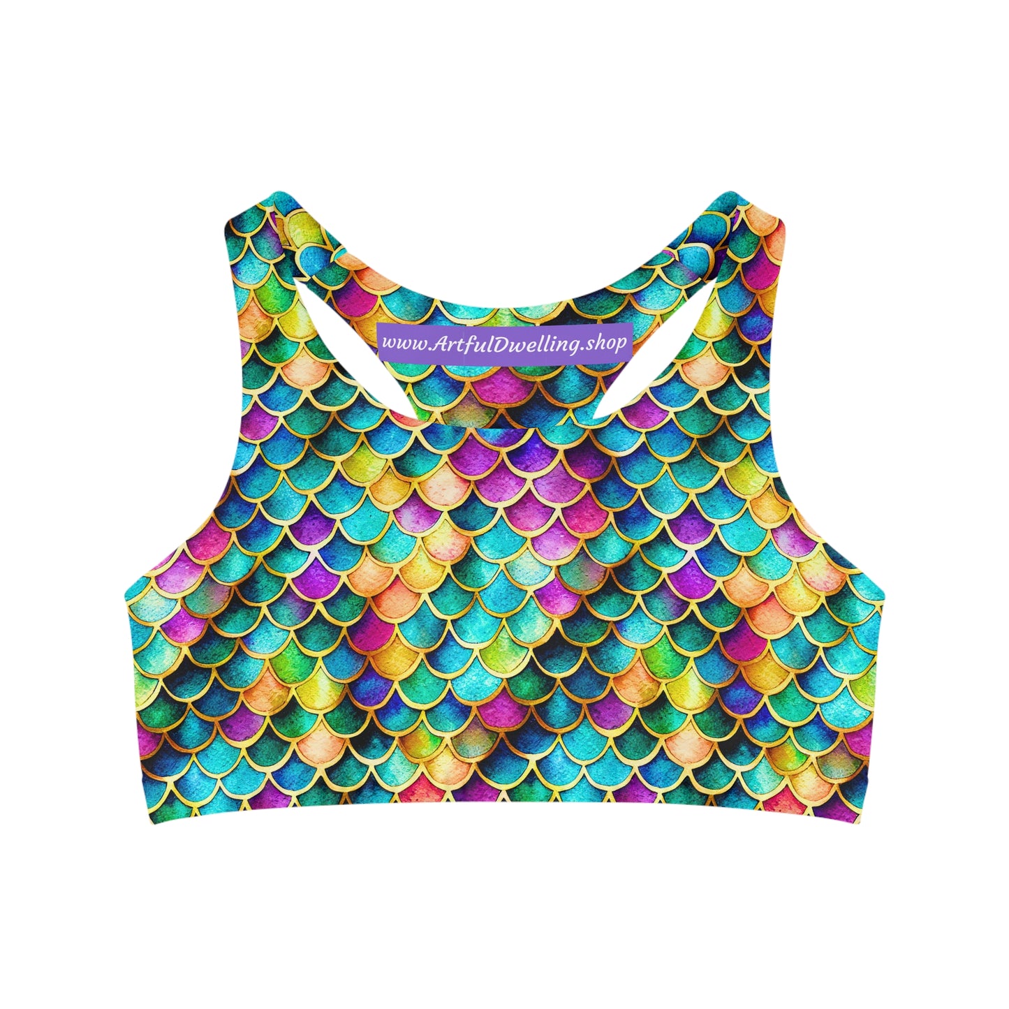 Enchanting Ariel Charm Sports Top/Bra Seamless, Stretchy, Comfy Perfect for Mermaid Lovers & Ocean Enthusiasts, Ariel Charm Toga Gym Swim