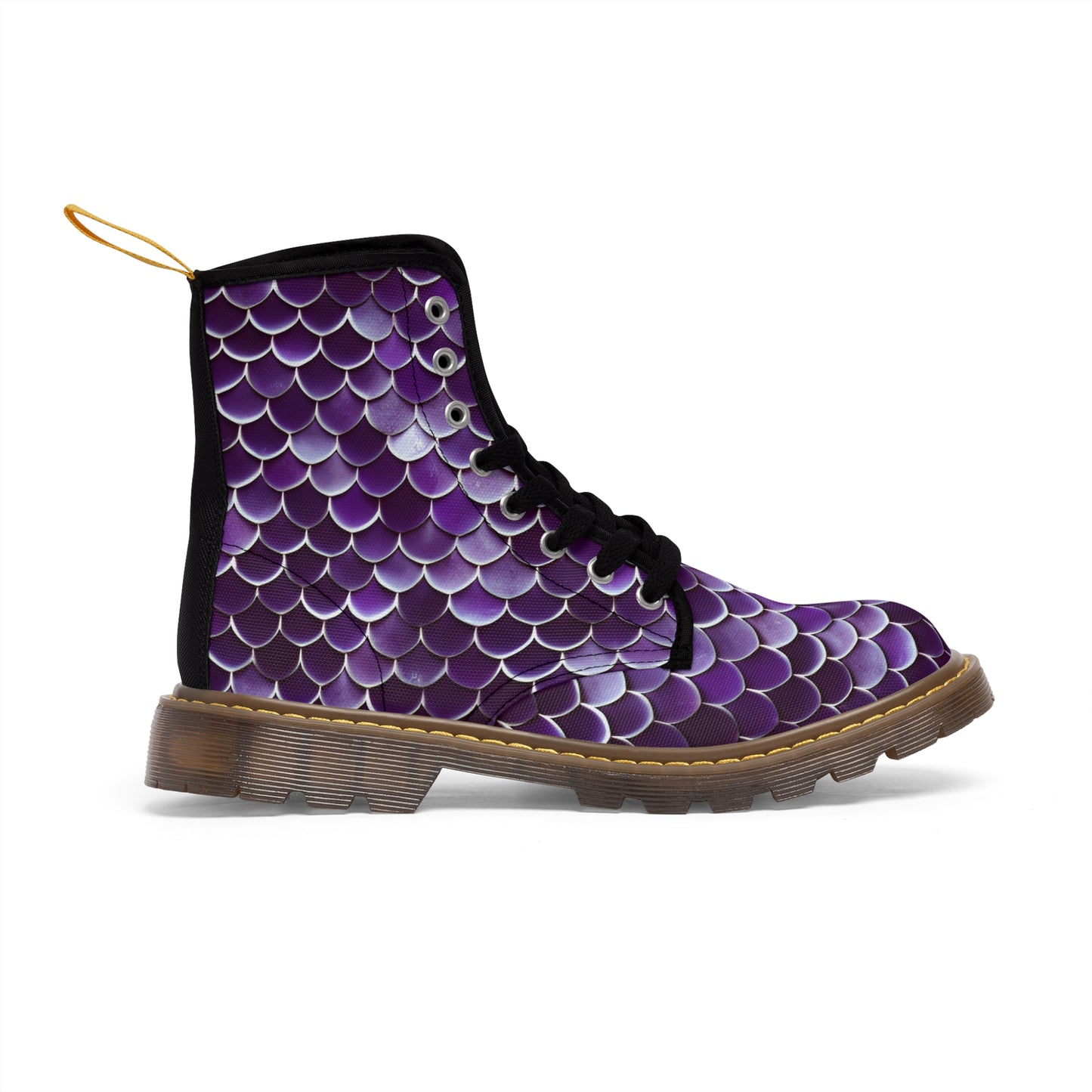 Magical Purple Mermaid Scales Women's Canvas Boots - Stylish beachwear, Mystical Design, Ocean-Inspired Footwear, Woman, Girl, Gift