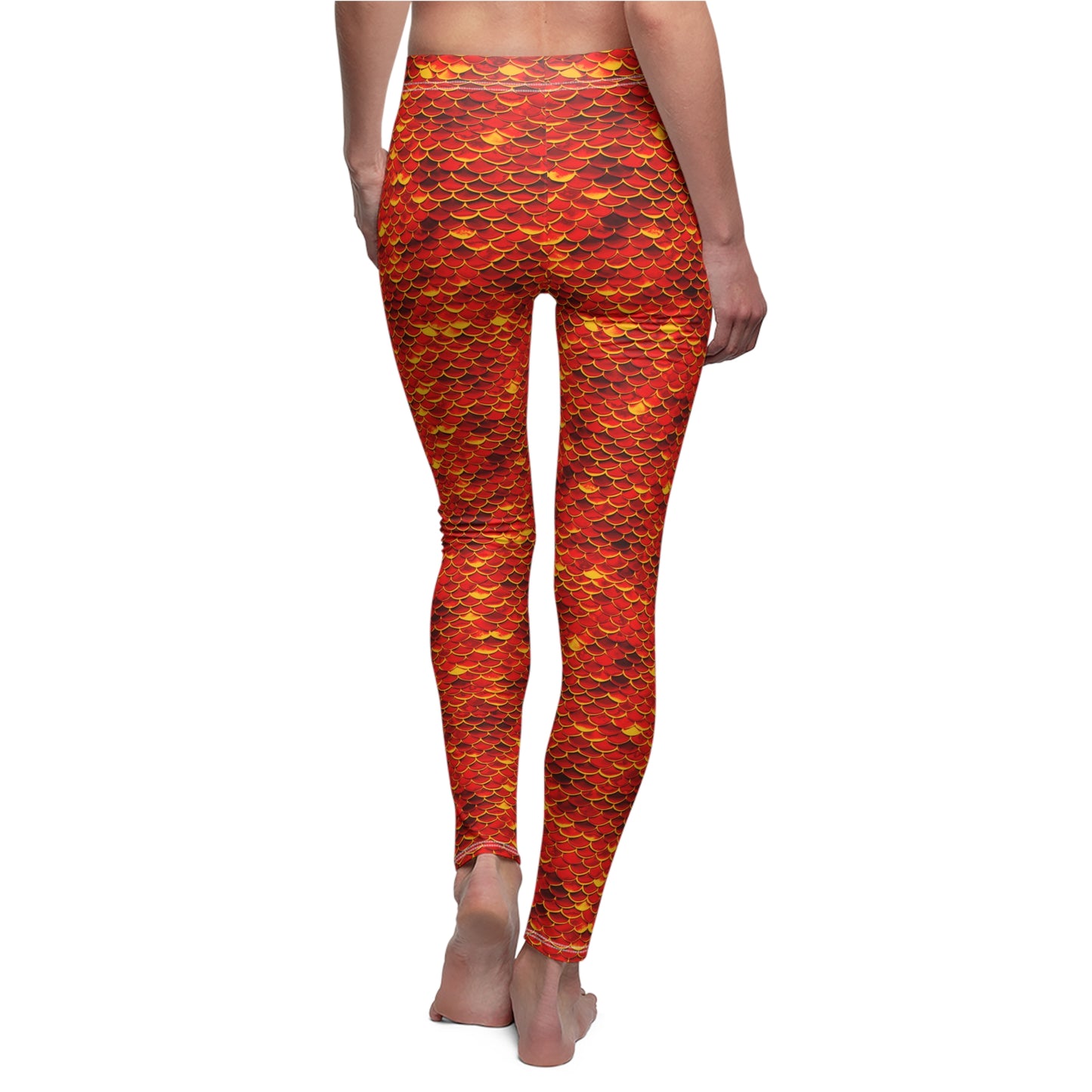 Red Mermaid Scale Leggings, Comfortable Ariel Inspired, Skinny Fit Yoga Pants, Perfect for Ocean Enthusiasts and Mermaid Lovers Trendy
