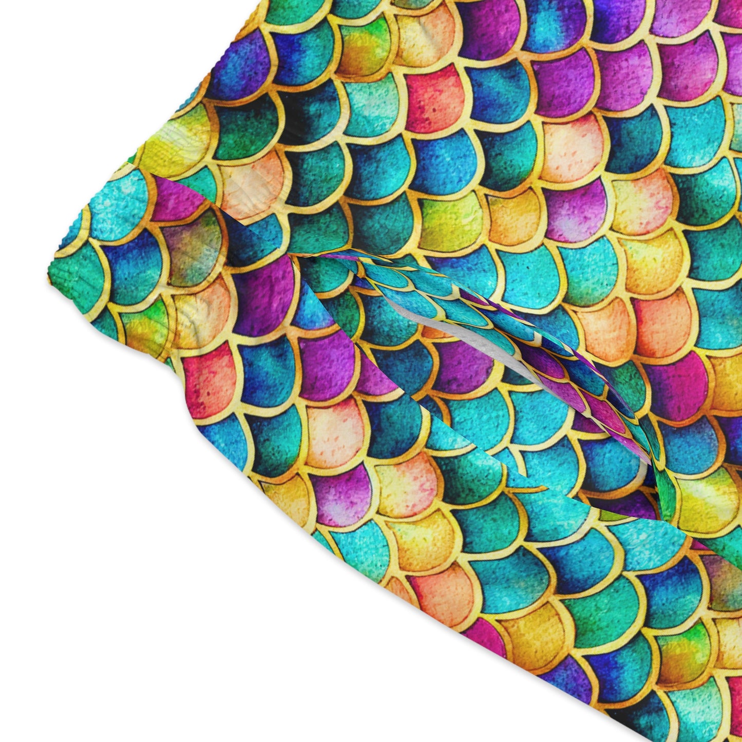 Men's Merman Swim Trunks, Rainbow Fish Scale, Inspired by the Little Mermaid & King Triton, Stylish Beach/Pool Swimwear Shorts for Swimming