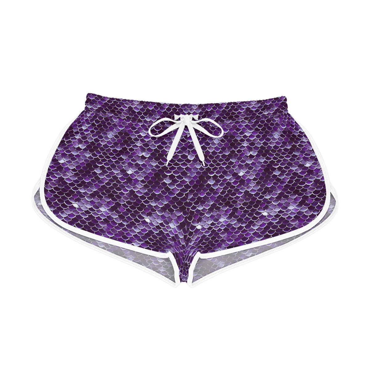 Fantasy Purple Mermaid Scales Women's Relaxed Shorts Ocean Inspired Design, Beach, Pool, Gym, Workout Wear, Athleticwear, Beachwear