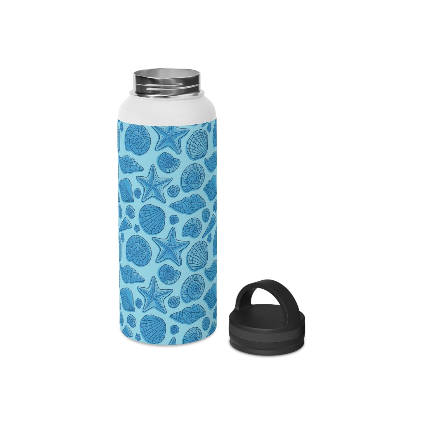 Dive into Enchantment with Blue Mermaid Starfish Seashell Stainless Steel Reusable Water Bottle, Handle Lid, Insulated, Sustainable Living