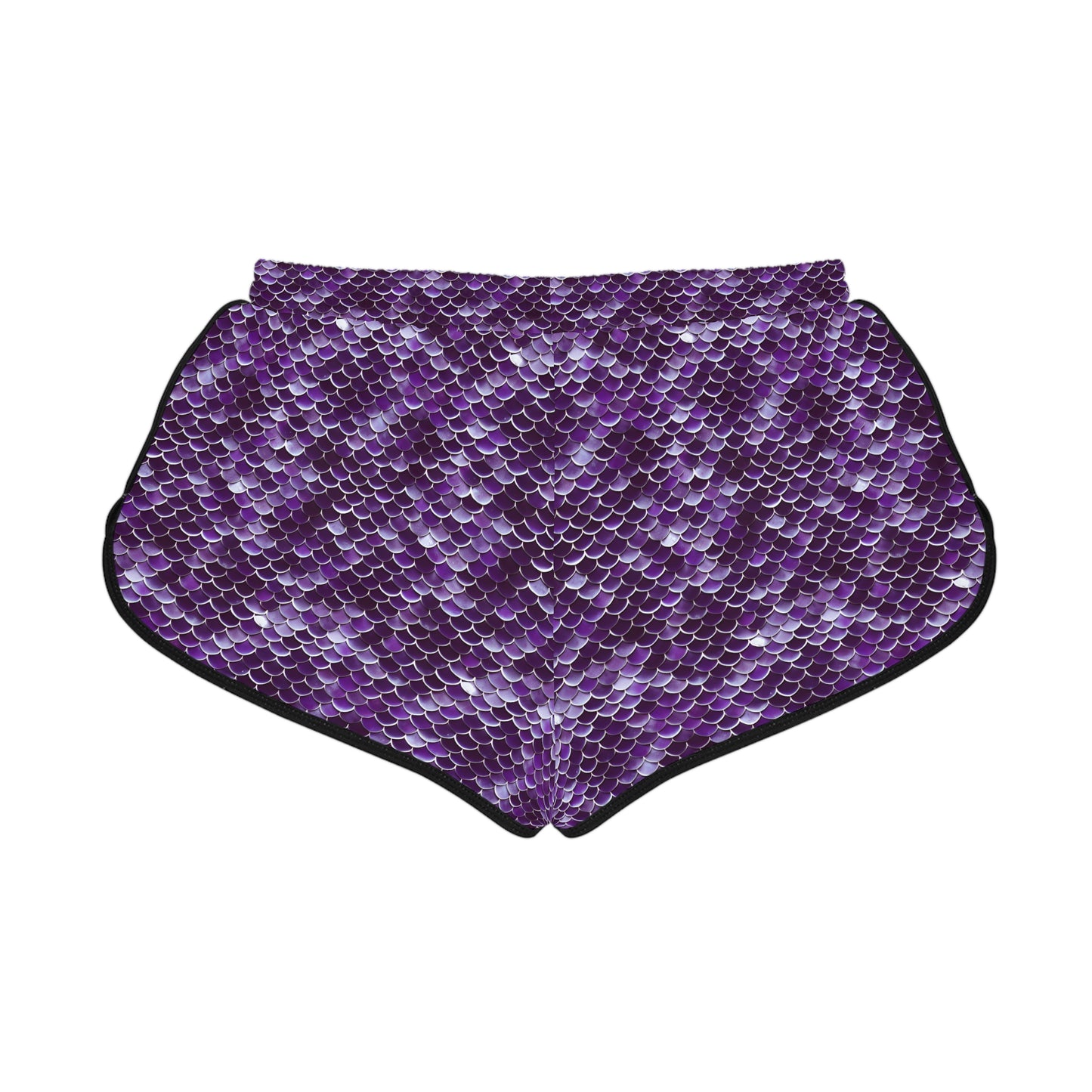 Fantasy Purple Mermaid Scales Women's Relaxed Shorts Ocean Inspired Design, Beach, Pool, Gym, Workout Wear, Athleticwear, Beachwear