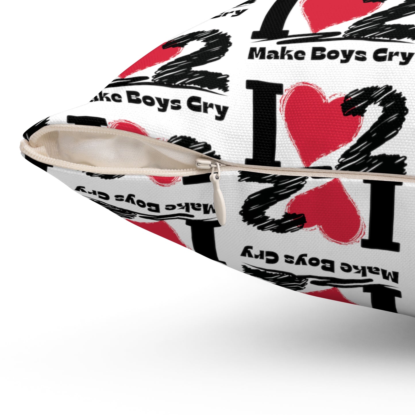 Funny "I Love To Make Boys Cry" Spun Polyester Square Pillow, Home Decor/Decoration. Throw Pillow