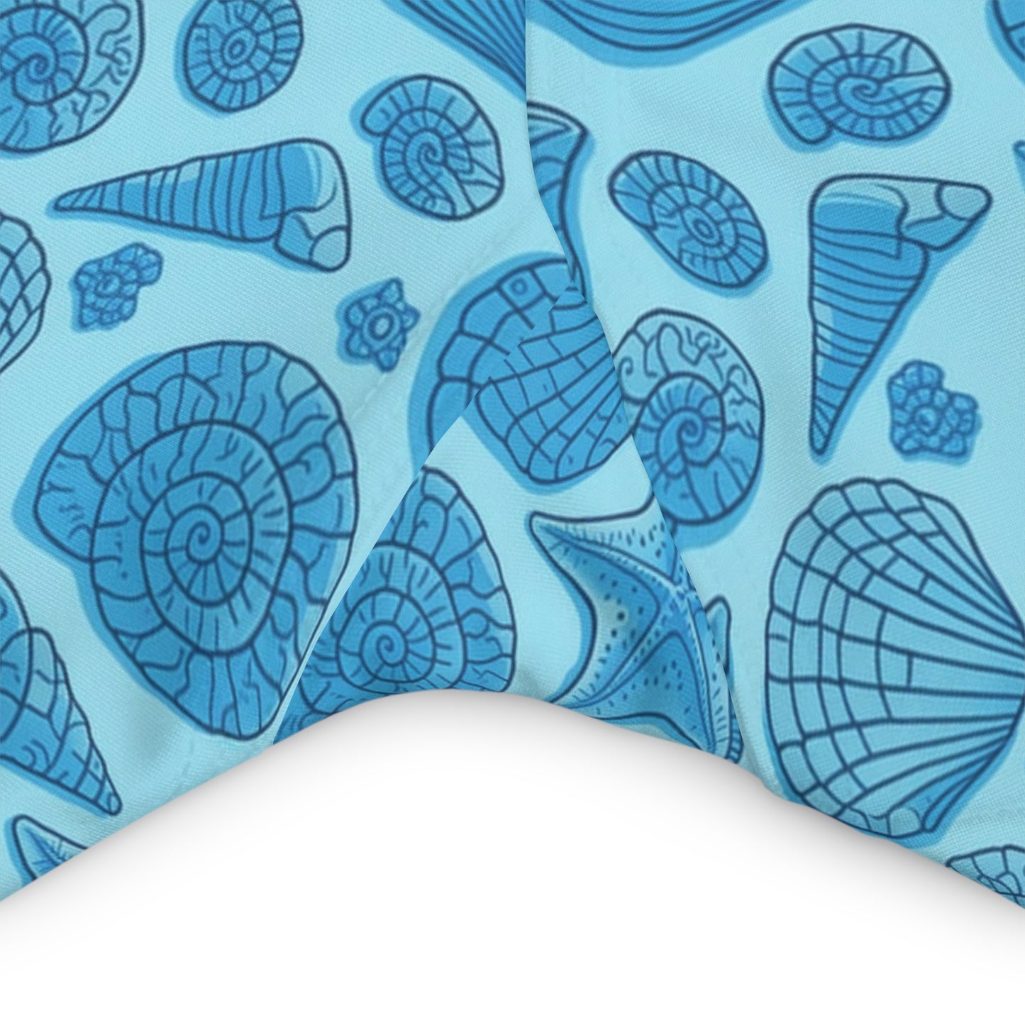 Ocean Inspired Blue Mermaid Starfish Seashell High Waisted Yoga Shorts, Workout Gear, Beach/Pool Comfort