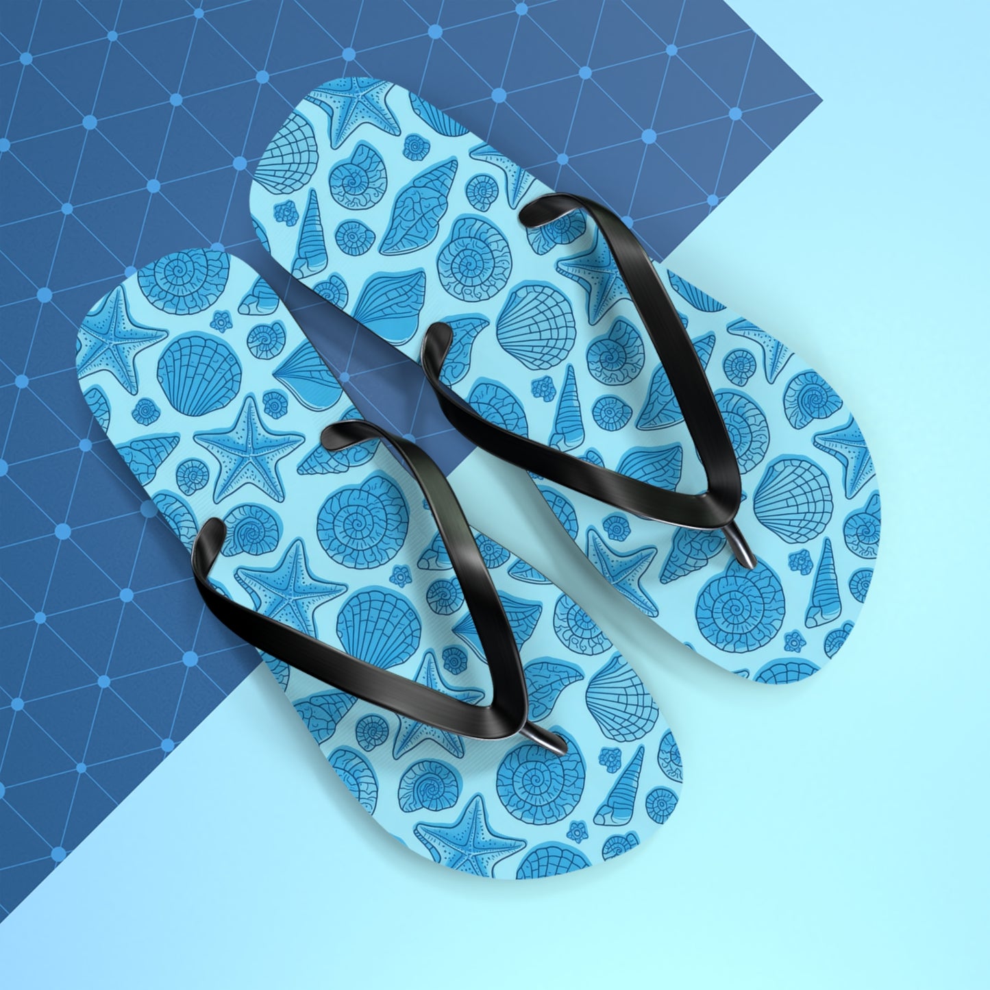 Step into a Seaside Fantasy: Blue Mermaid Seashell Starfish Flip Flops for Magical Adventures!