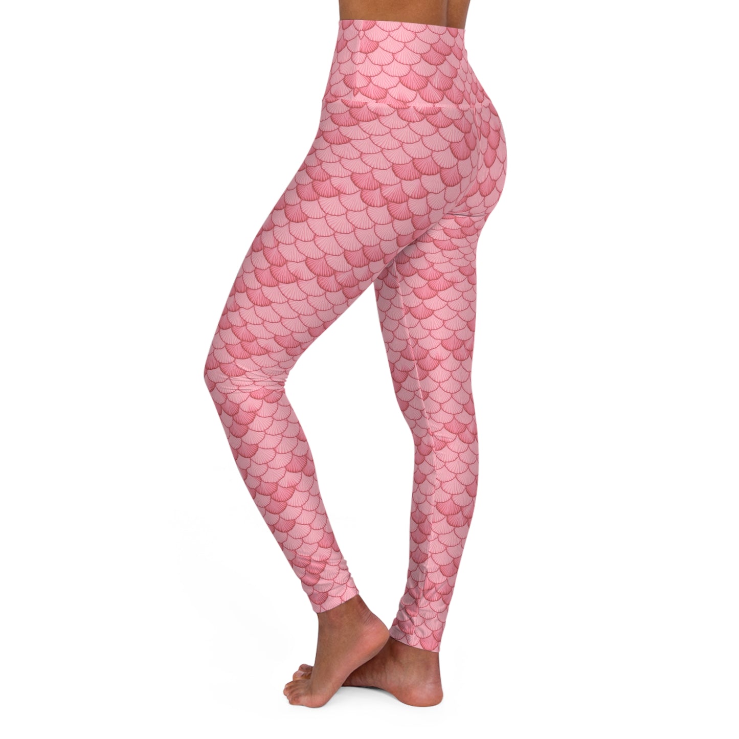 Enchanting Waves: Pink Seashell Mermaid Leggings - Dive into a Magical and Mystical Ocean Adventure! High Waisted Yoga Leggings