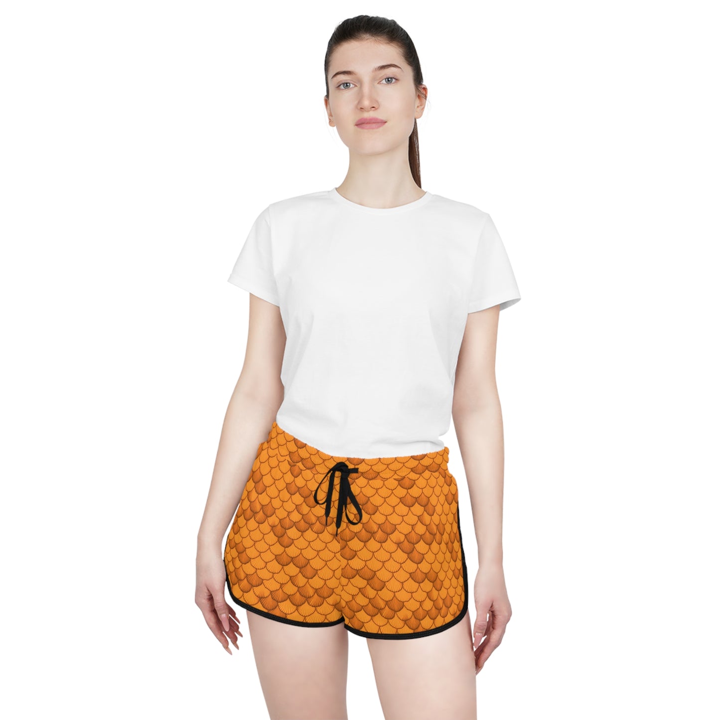 Magical Orange Seashell Mermaid Women's Shorts - Embrace the Mystical Ocean Vibes! Relaxed Shorts