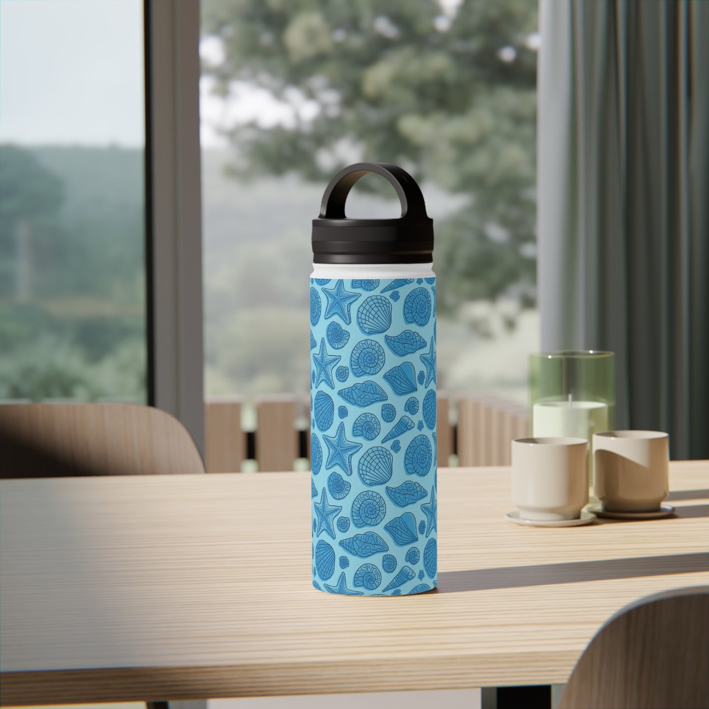 Dive into Enchantment with Blue Mermaid Starfish Seashell Stainless Steel Reusable Water Bottle, Handle Lid, Insulated, Sustainable Living