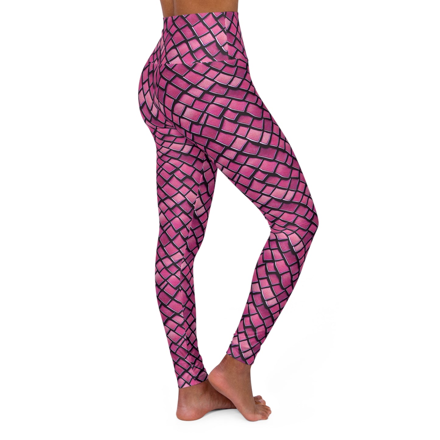 Dive into Enchantment with Pink Dragon Scale Mermaid Yoga Leggings Embrace the Magic of the Ocean! High Waisted Yoga Leggings, Beach, Pool