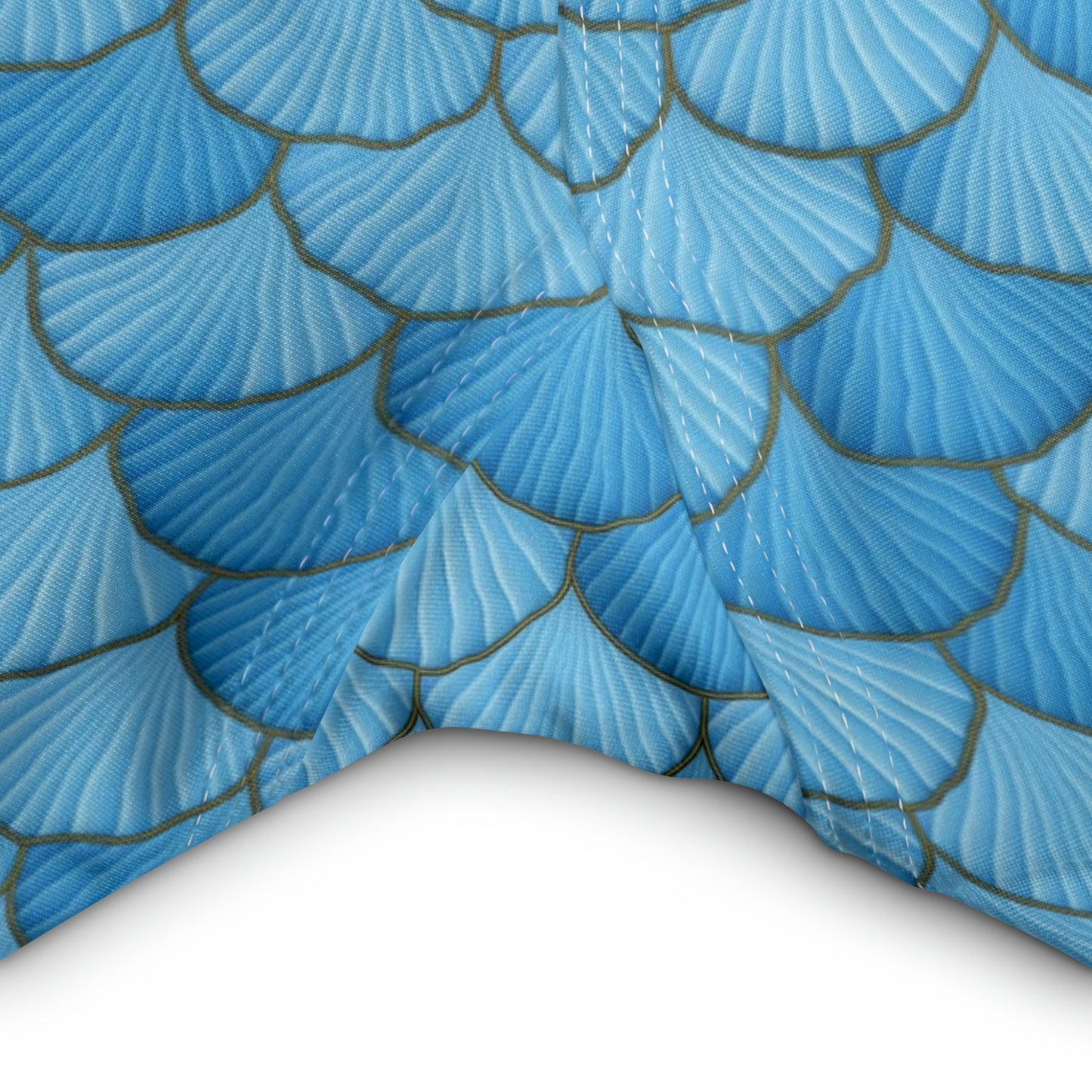 High Waisted Blue Seashell Mermaid Yoga Capri Leggings. Gym, Bike, Workout, Lounge