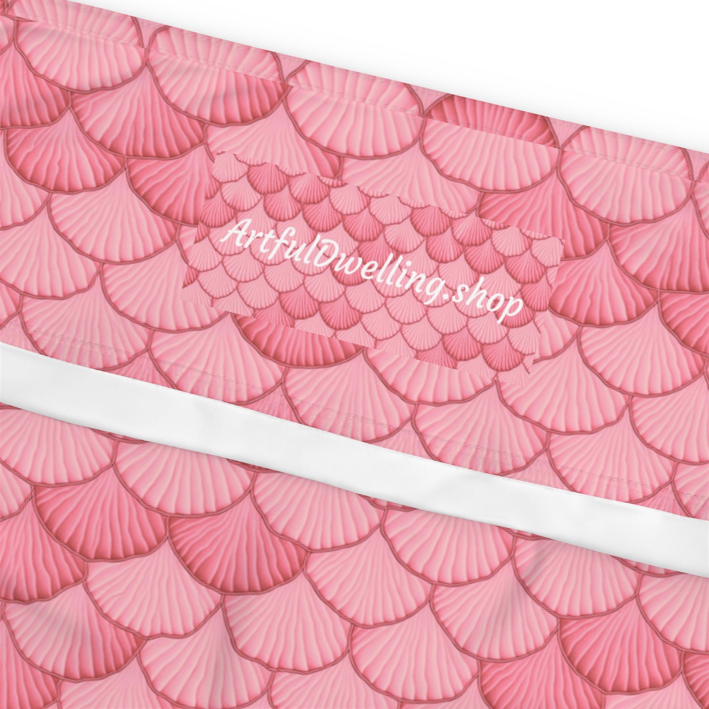 High Waisted, Plus Size Leggings Pink Seashell Mermaid Inspired Ocean Magical Mystical Design - 4-Way Stretch, High-Rise Waistband, UPF 50+