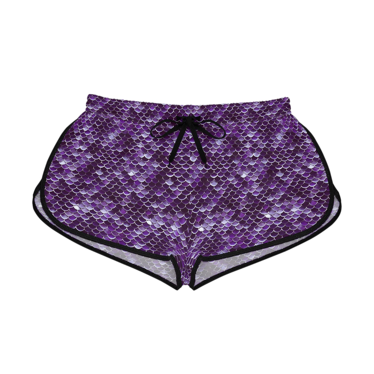 Fantasy Purple Mermaid Scales Women's Relaxed Shorts Ocean Inspired Design, Beach, Pool, Gym, Workout Wear, Athleticwear, Beachwear