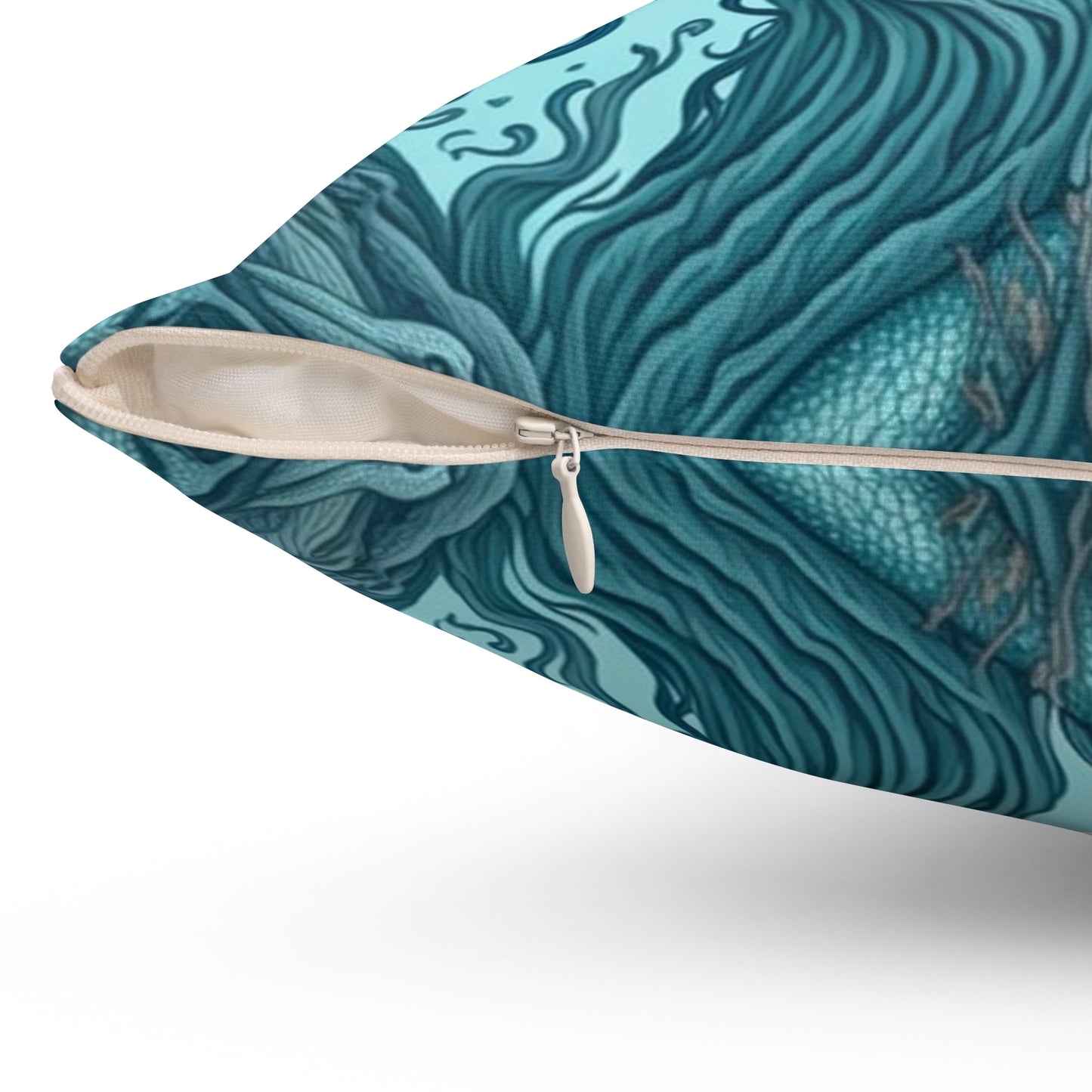 Dive into the Magic of the Sea with Our Mermaid and Sea Life Spun Polyester Square Pillow, Home Decor, Gift, Daughter, Mom, Woman, Student