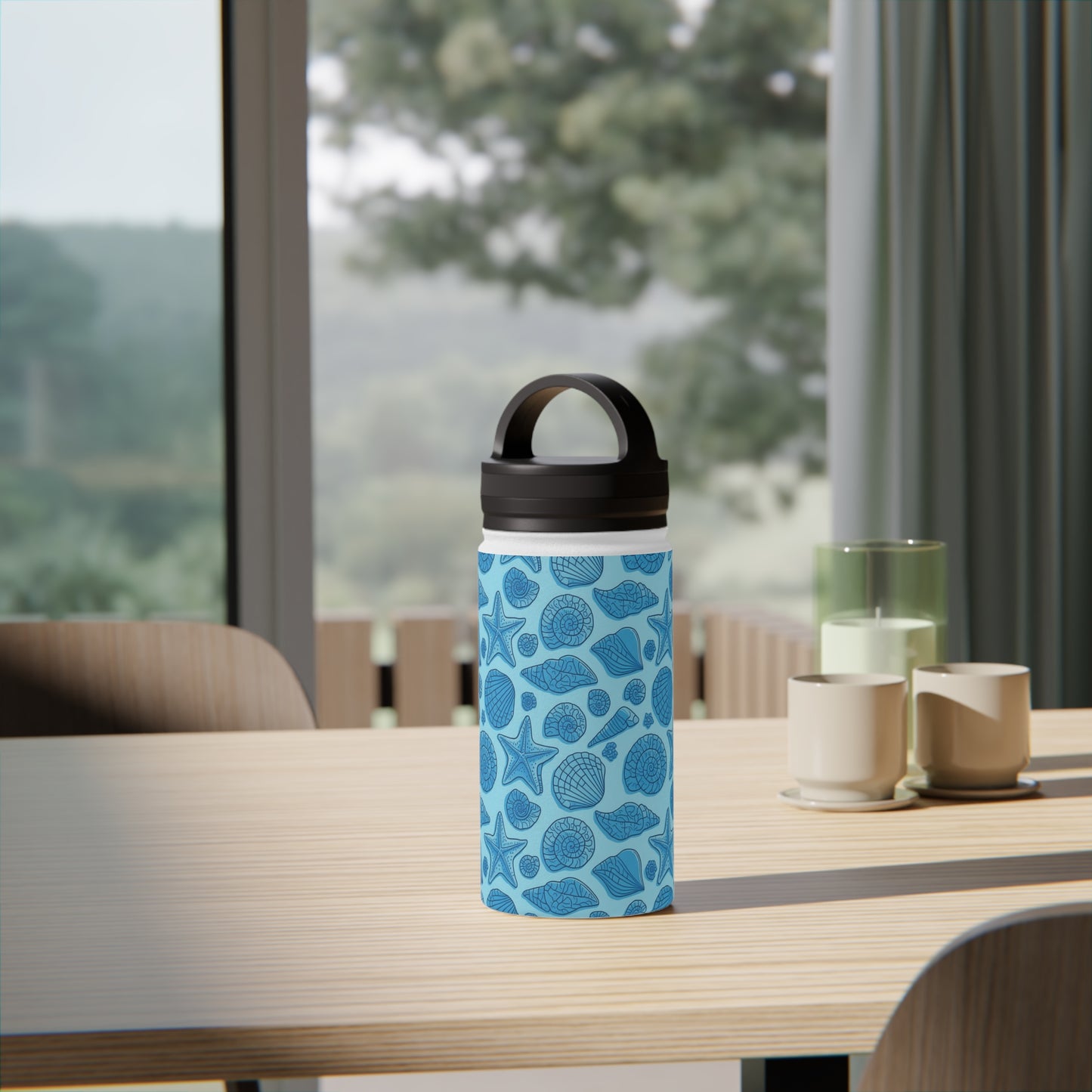 Dive into Enchantment with Blue Mermaid Starfish Seashell Stainless Steel Reusable Water Bottle, Handle Lid, Insulated, Sustainable Living