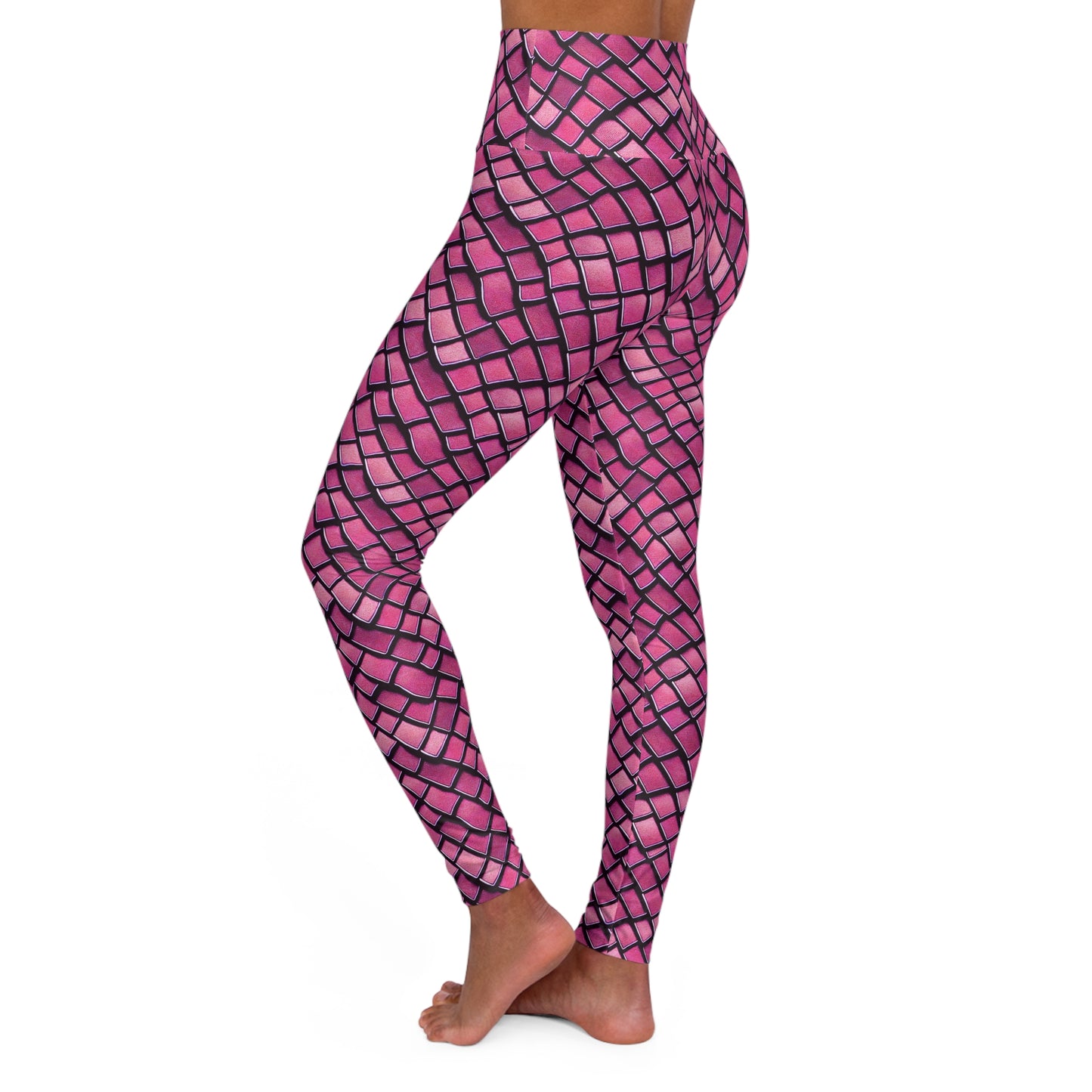 Dive into Enchantment with Pink Dragon Scale Mermaid Yoga Leggings Embrace the Magic of the Ocean! High Waisted Yoga Leggings, Beach, Pool