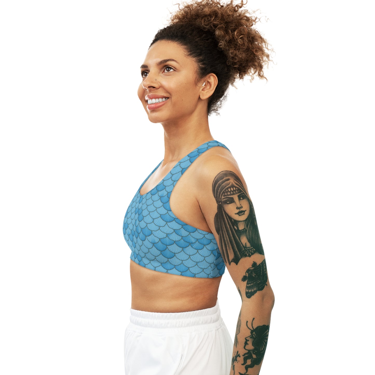 Mermaid's Secret: Dive into Style and Performance with our Blue Seashell Seamless Sports Top!
