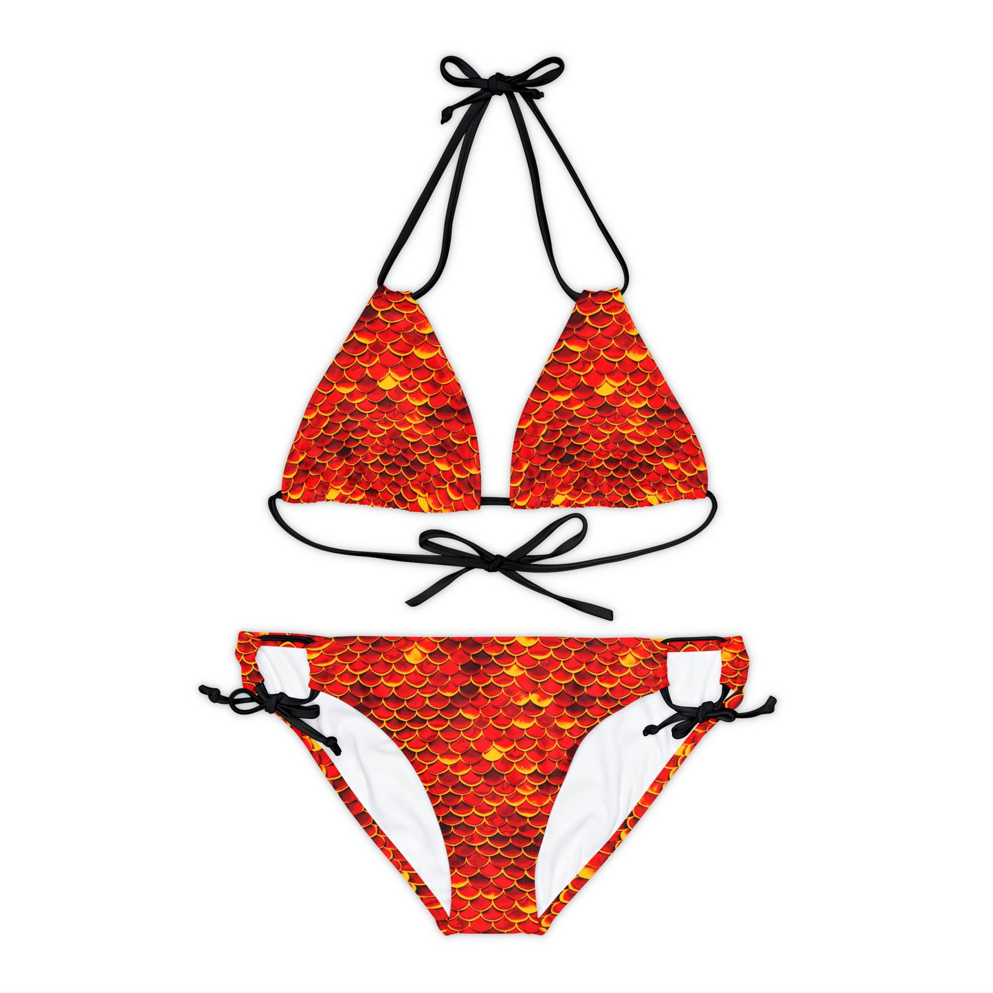 Red Little Mermaid Ariel Inspired Bikini Set, Charming Ocean-Inspired Fashion with Fish Scale Designs! Women's Top & Bottom Swimsuit