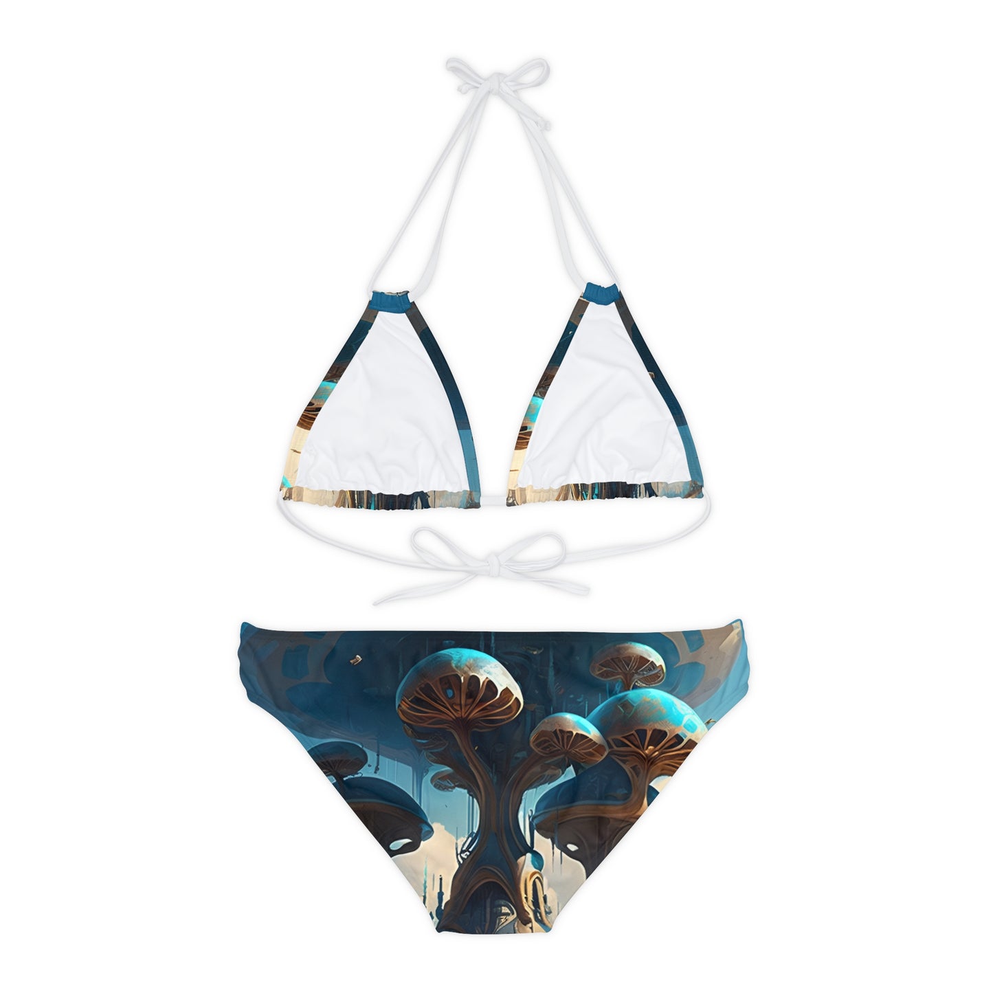 Futuristic Mushroom Magic Bikini Set Mystical Fungi Style! Strappy Beach Beachwear Swimsuit, Swimming in Fashion, Woman Girl