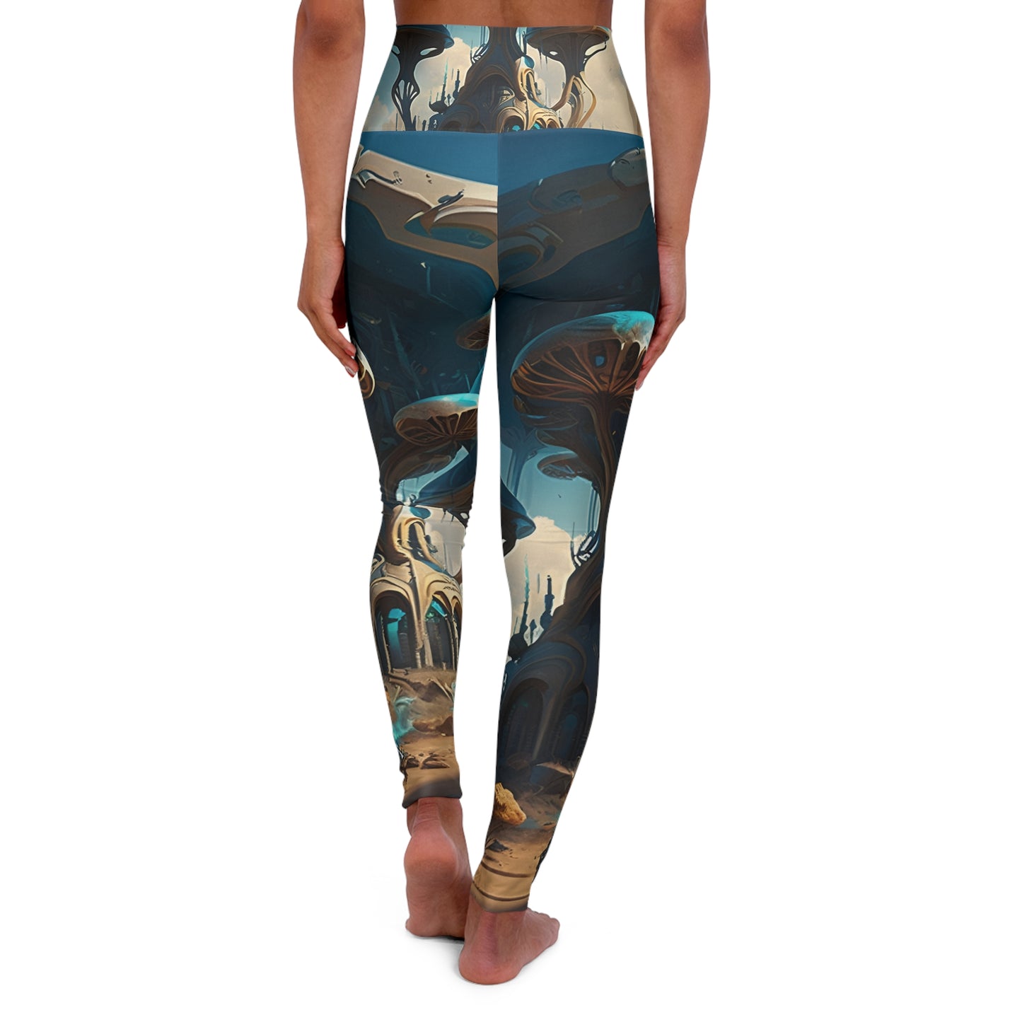 Unleash Your Style with Futuristic Mushroom Leggings - Embrace Magical and Mystical Fashion! High Waisted Yoga Pants, Whimsical Design Style, Woman Girl