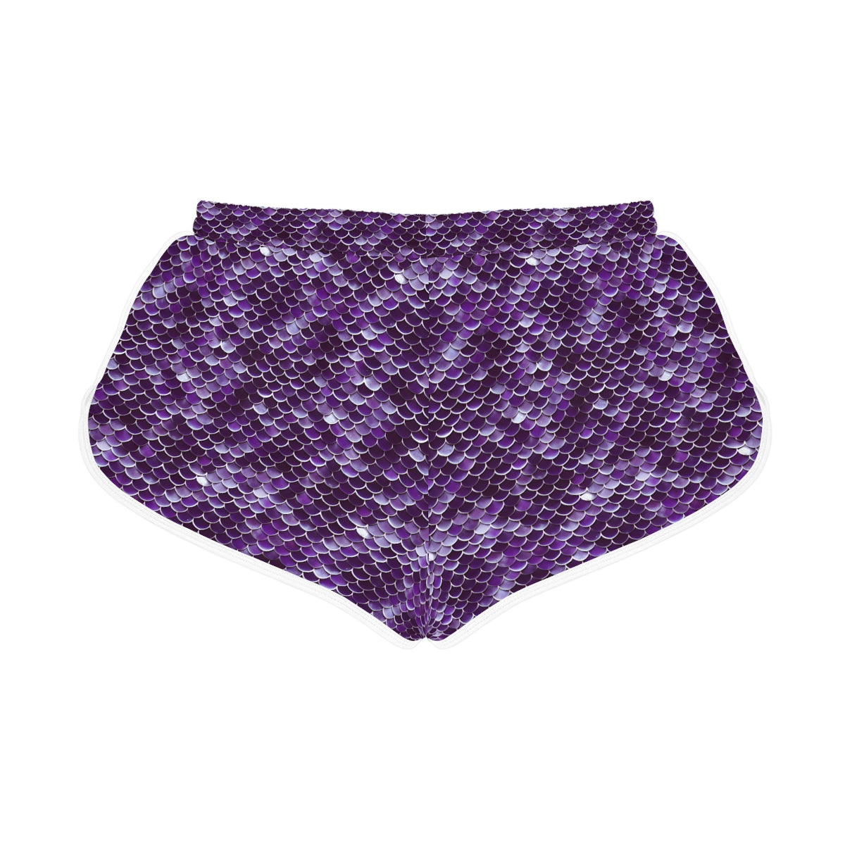 Fantasy Purple Mermaid Scales Women's Relaxed Shorts Ocean Inspired Design, Beach, Pool, Gym, Workout Wear, Athleticwear, Beachwear