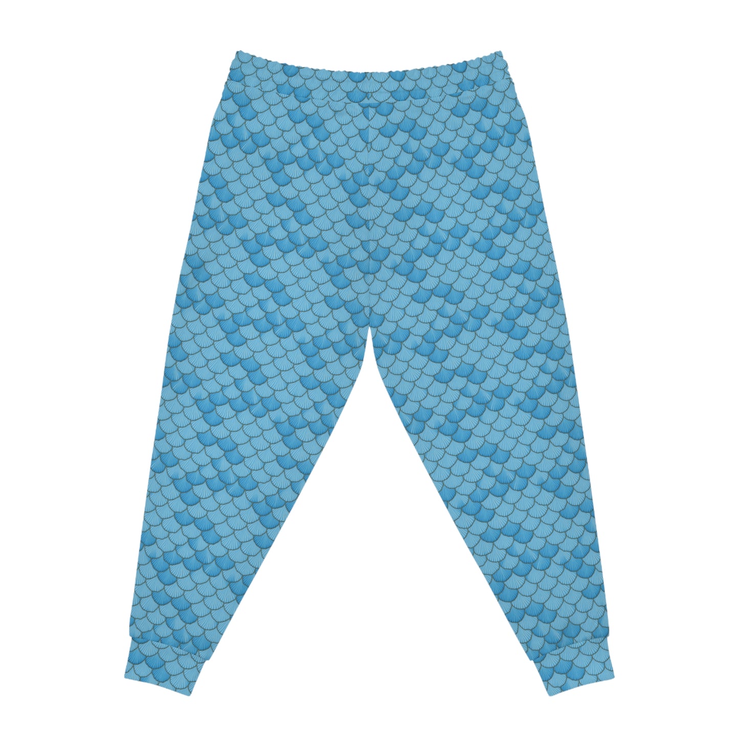 Ocean Inspired Athletic Joggers - Blue Seashell Mermaid Design, Sweatpants, Beach Style