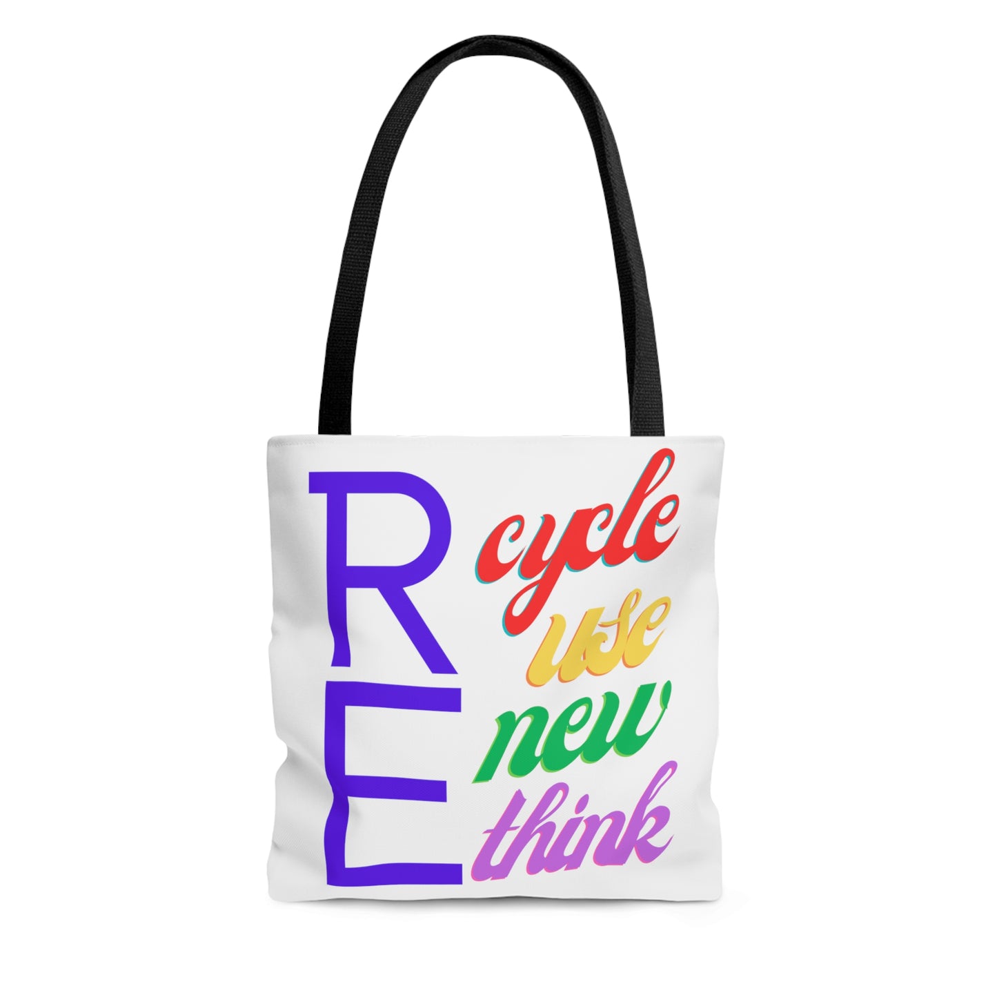 Recycle Reuse Renew Rethink Tote Bag, Carry Bag, Beach Bag. eco-Friendly and Sustainable Accessory, Green Living. Statement Gift Idea