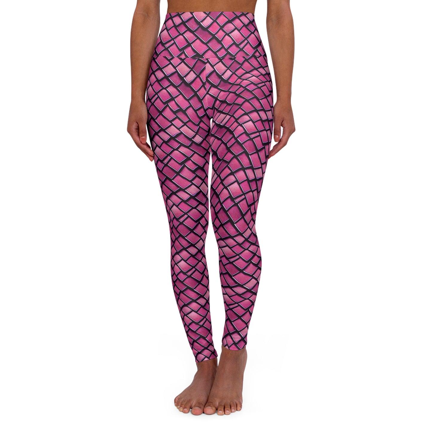 Dive into Enchantment with Pink Dragon Scale Mermaid Yoga Leggings Embrace the Magic of the Ocean! High Waisted Yoga Leggings, Beach, Pool