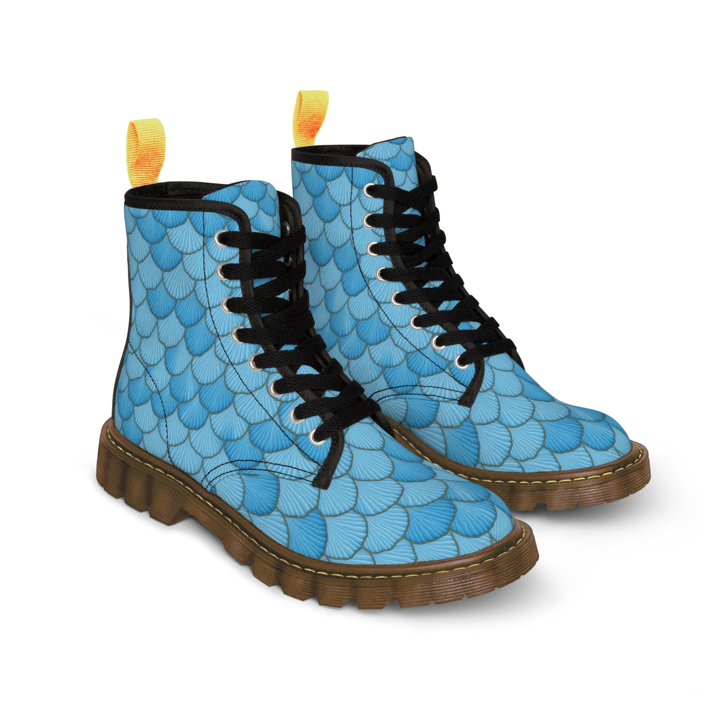 Make Waves with These Enchanting Seashell Mermaid-Print Canvas Boots for Women! Seashell Ocean Shoes/Boots