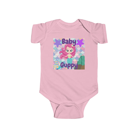 Adorable Infant Fine Jersey Bodysuit | Baby Guppy Mermaid Design | Soft and Durable Baby Clothing