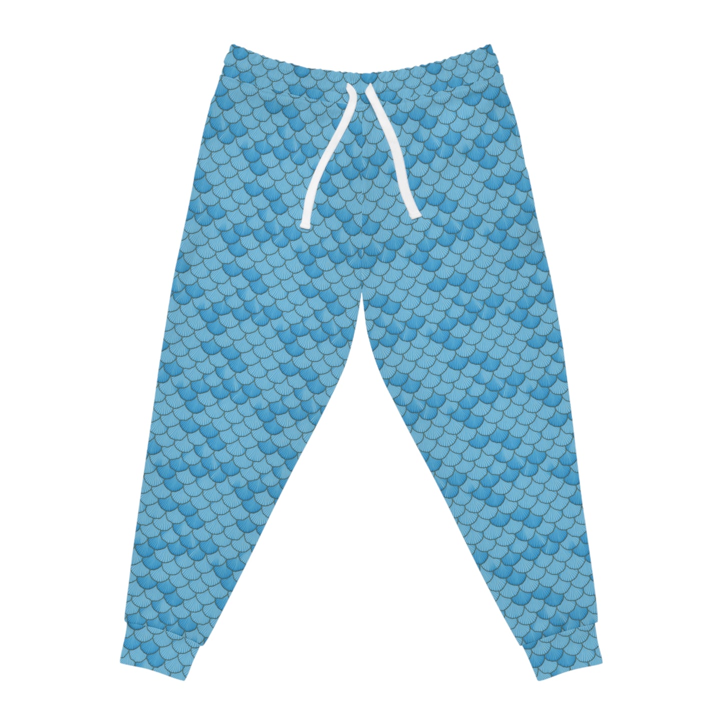 Ocean Inspired Athletic Joggers - Blue Seashell Mermaid Design, Sweatpants, Beach Style