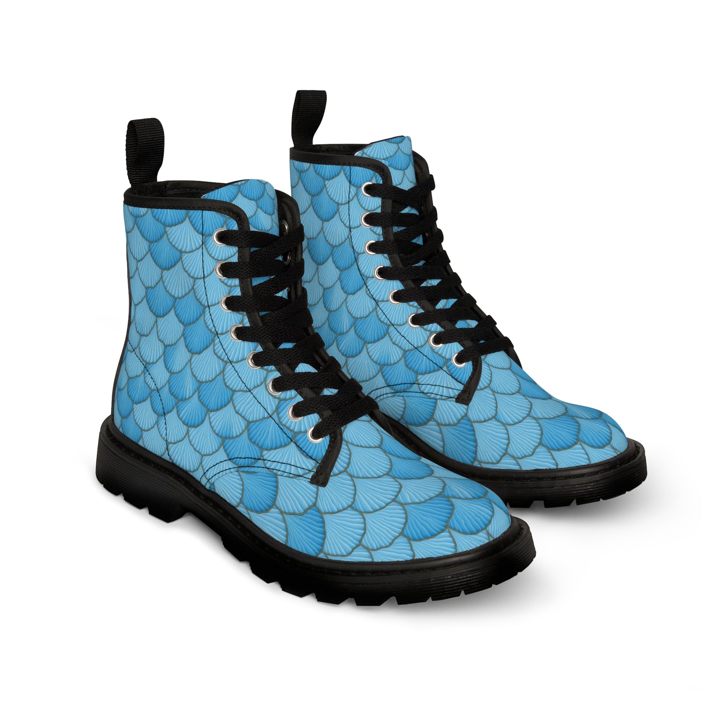 Make Waves with These Enchanting Seashell Mermaid-Print Canvas Boots for Women! Seashell Ocean Shoes/Boots