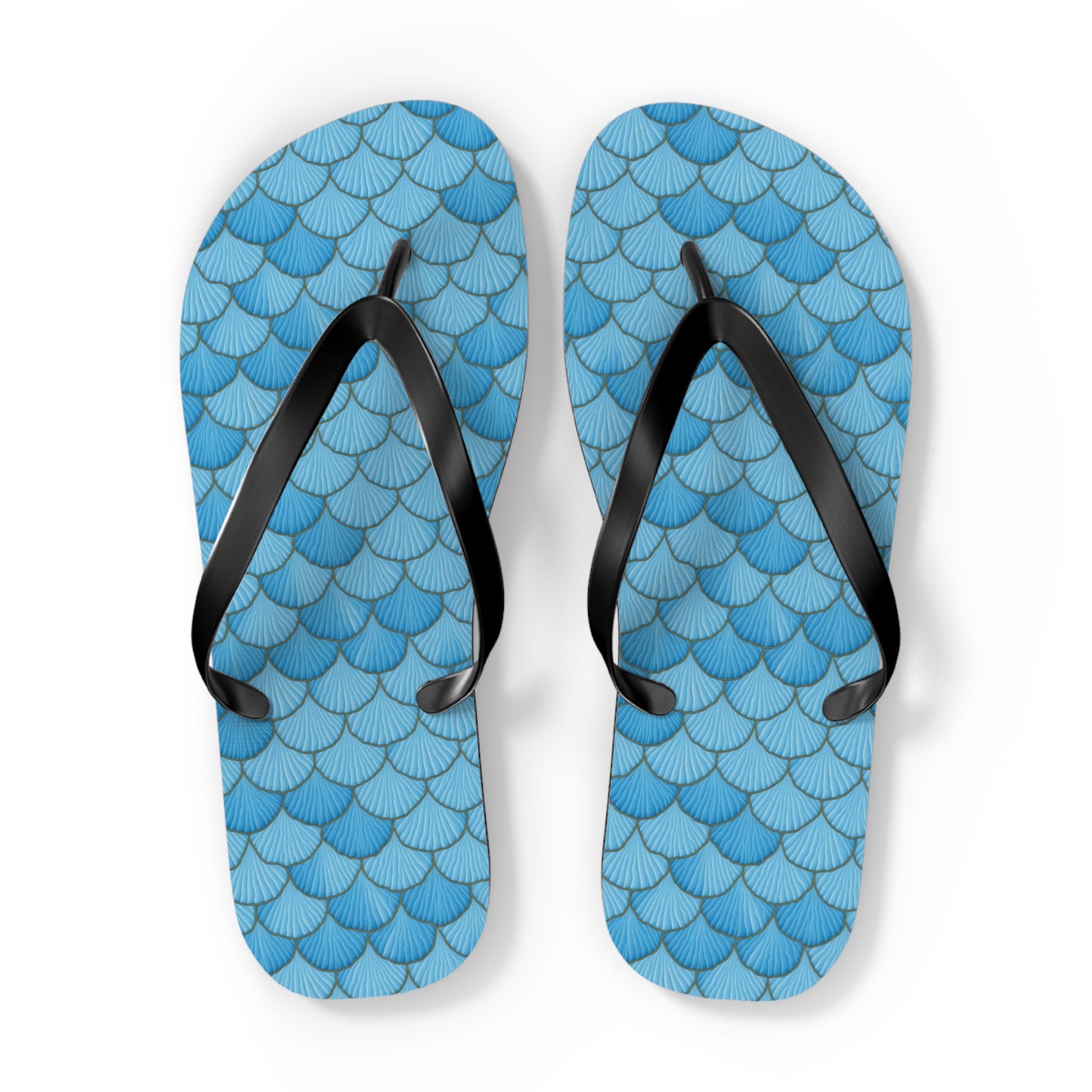 Get Your Flip Flop Game On - Stand Out with Custom Blue Seashell Mermaid Flip Flops! Beach, Home, Work School Fun